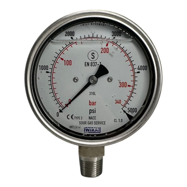 WIKA 233.30.100 Glycerin Manometer 5000psi / 340bar 2.tlg. bar 1/2NPT unten