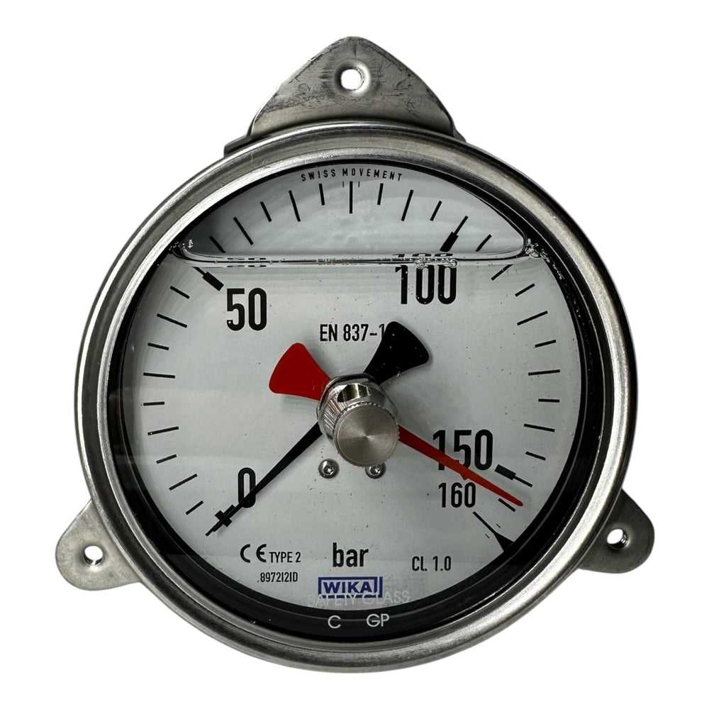 Wika Glycerin Manometer 0–160 bar Ø100mm EN 837-1 Edelstahl G1/2B CL1.0
