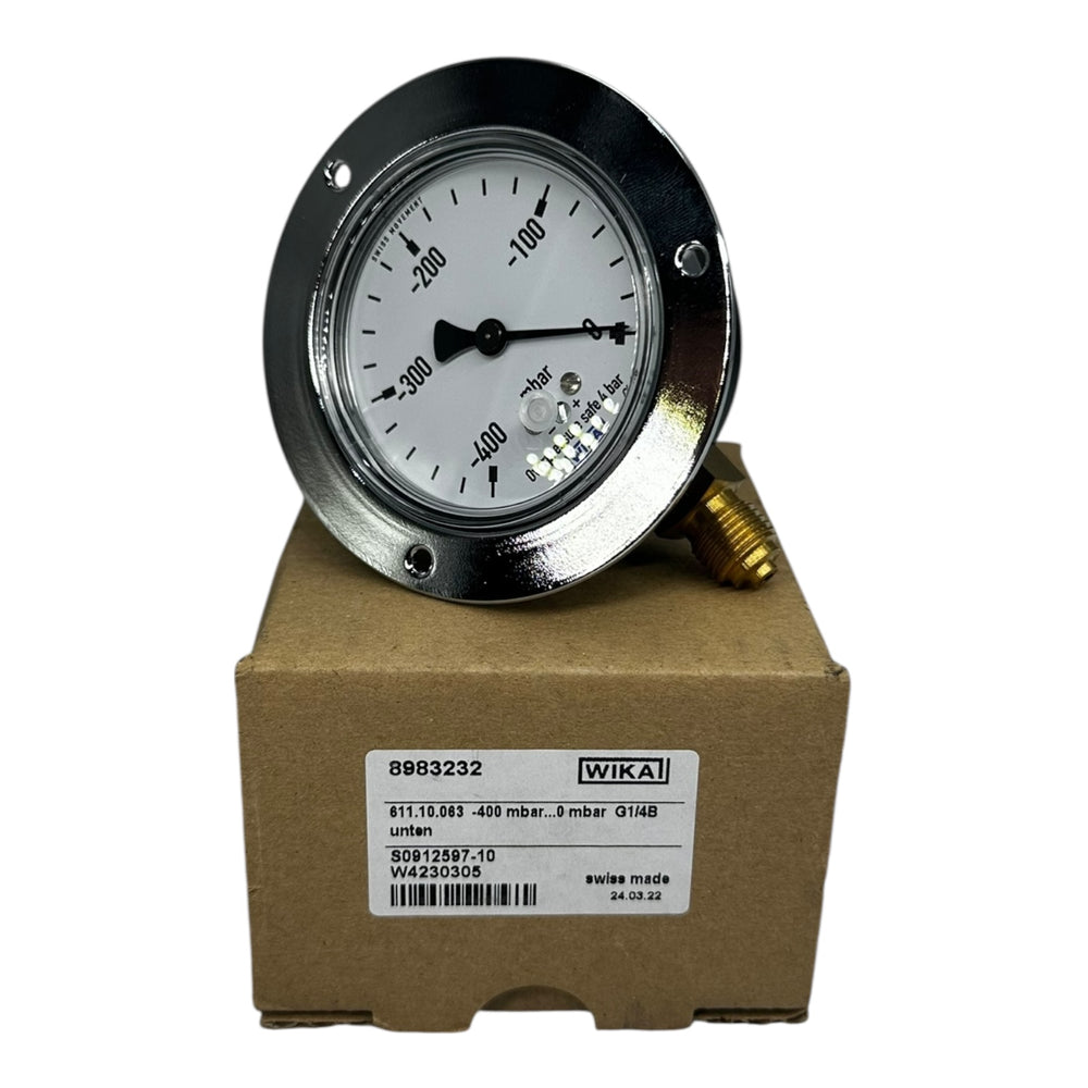 Wika Manometer -400…0 mbar Ø63mm EN 837-1 Vakuummeter G1/4B CL2.5 Swiss Made neu