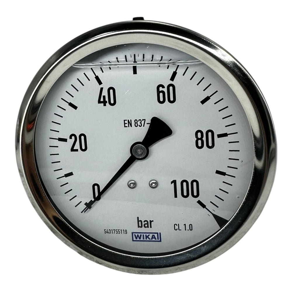 WIKA Manometer 0–100 bar G1/2B unten Ø100mm Edelstahl Druckmesser CL 1.0
