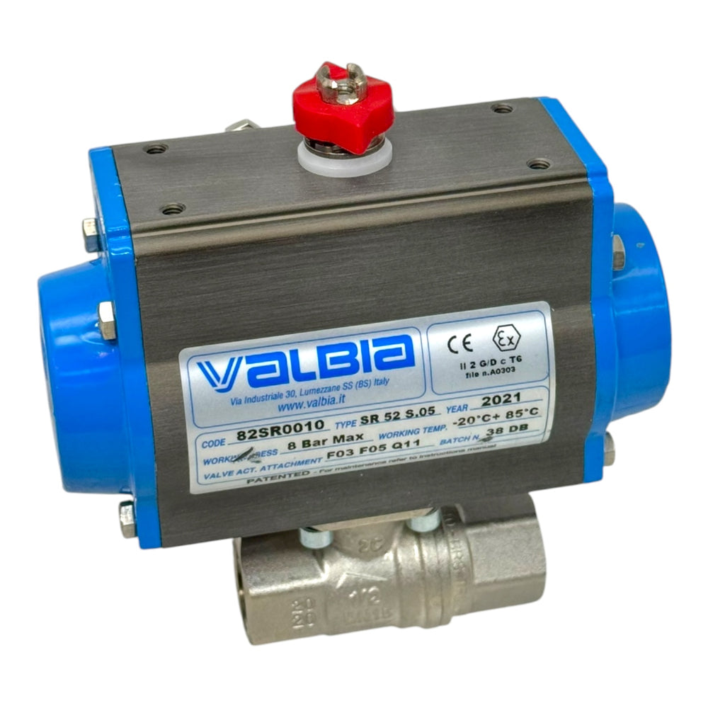 Valbia Pneumatik Antrieb SR52S05 mit Kugelhahn DN15 1/2” 8bar 82SR0010 ATEX