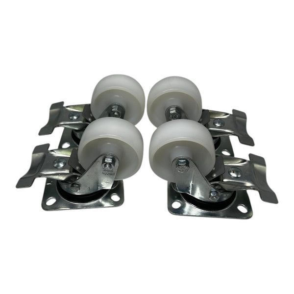 4x Lenkrolle 75mm Polyamid Schwerlast weisse Rolle mit Feststeller