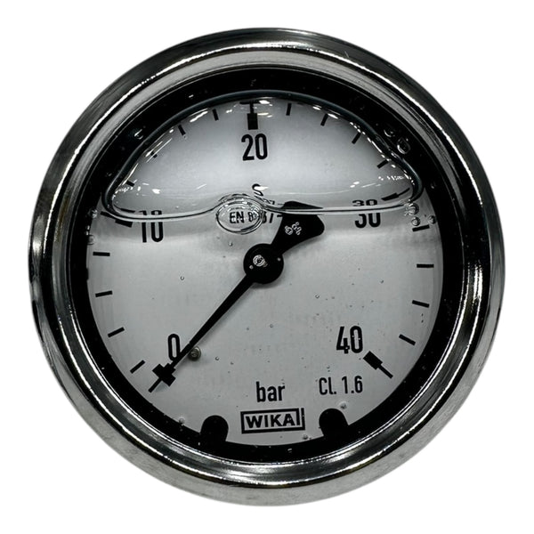 WIKA Manometer EN837 0–40 bar G1/4” hinten Glyzerin gefüllt Ø63mm CL1.6