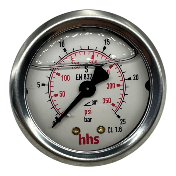 2x WIKA hhs Manometer 0–25 bar 0–350 psi G1/4B EN 837 CL 1.6 Druckmessgerät