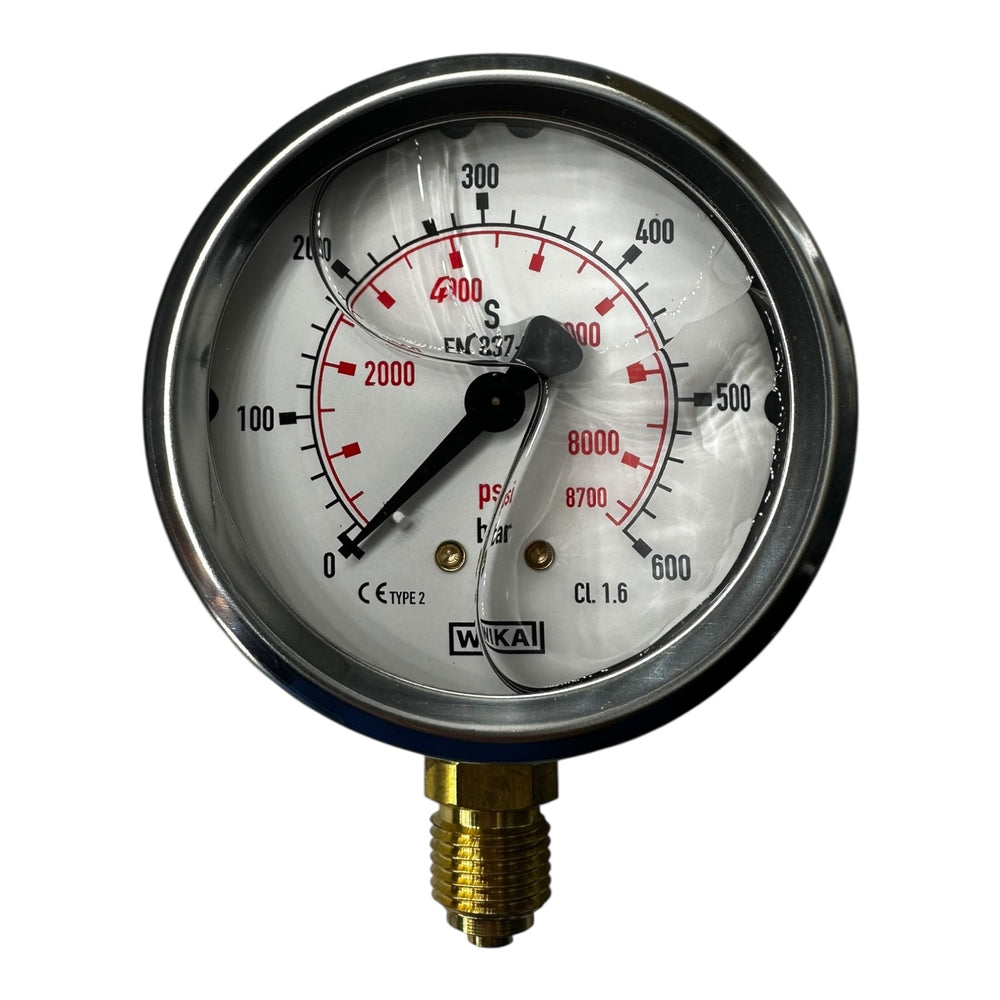 WIKA Manometer 0–600 bar 8700 psi G1/4B unten Ø100mm Druckmesser CL 1.6