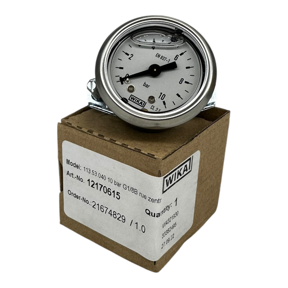WIKA Manometer 113.53.040 10 bar G1/8B hinten Ø40mm Druckmesser CL 2.5