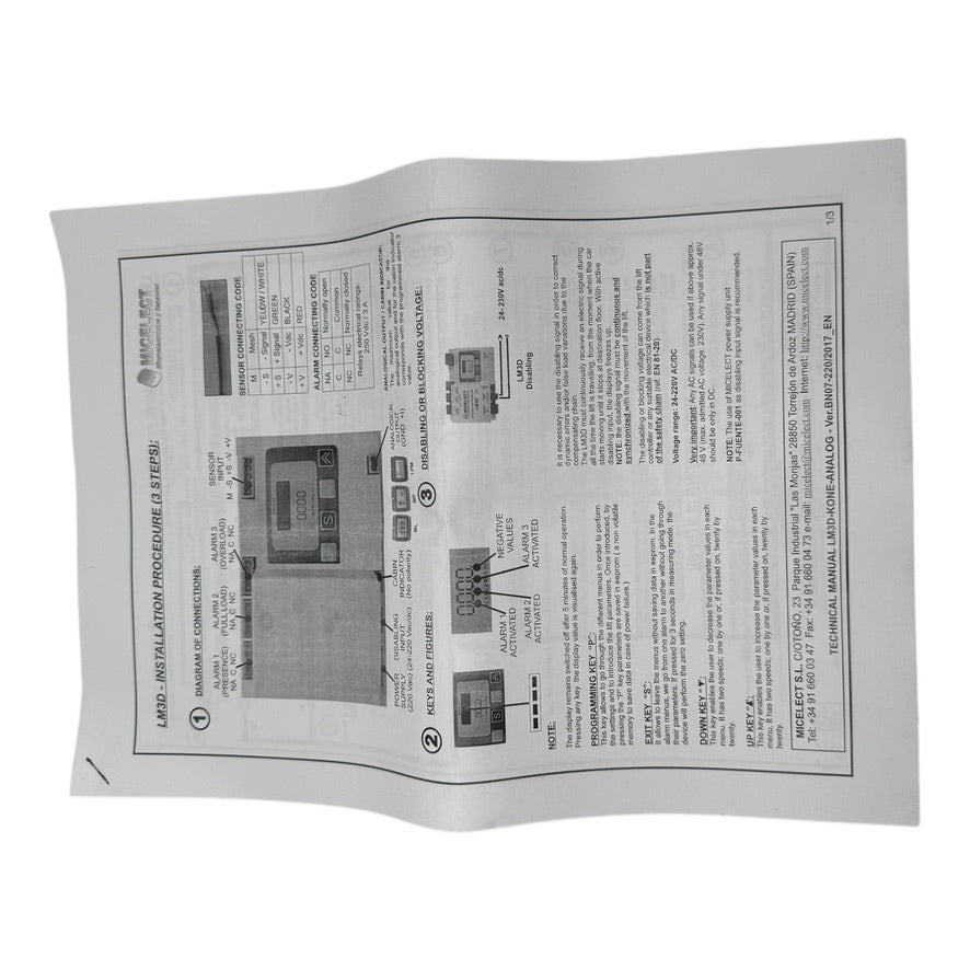 Micelect Kone LM3D P-LM3D-029 P-LMC-010 P-IND-001 Intelligent Load Control Unit Sensor