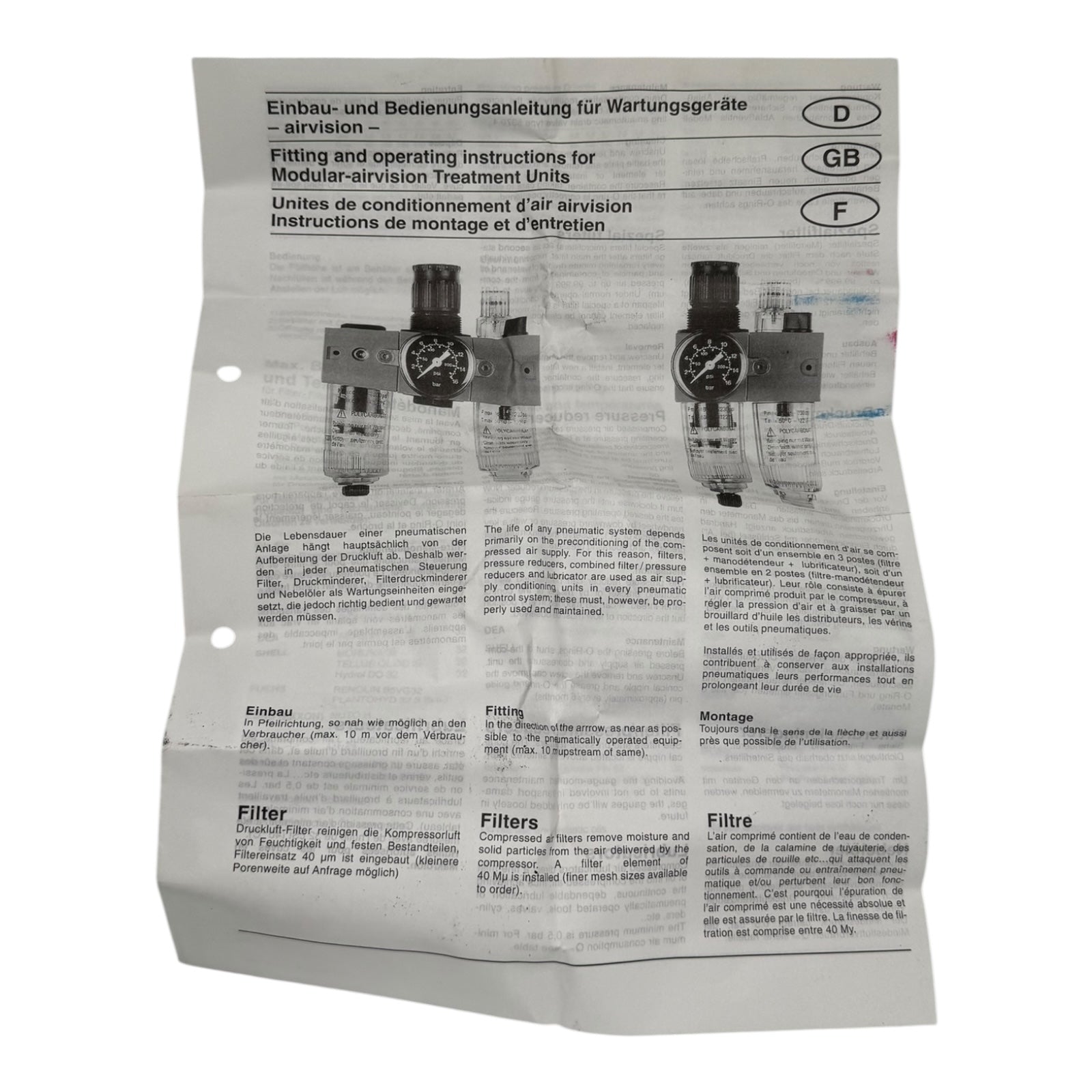 Pneumatik H-DFB-1/4 Druckluftfilter 1/4” Filtereinheit max 16bar