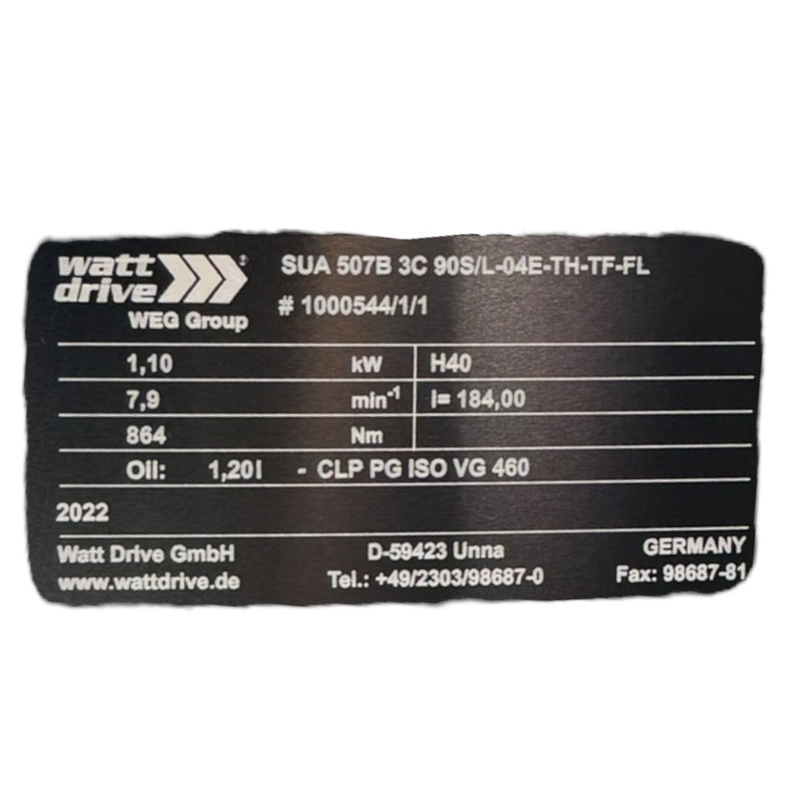 WEG Watt Drive W21 SUA507B Schneckengetriebe Drehstrommotor 1,1kW 1455RPM BG90 B32