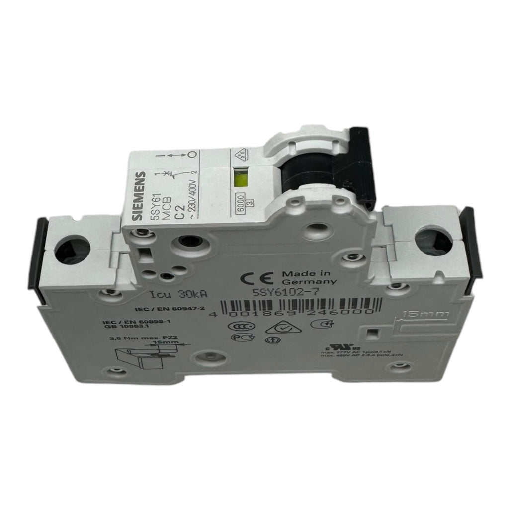 2x Siemens 5SY6102-7 5SY61-MCB-C2 Leistungsschutzschalter 230/400V 30kA 1polig