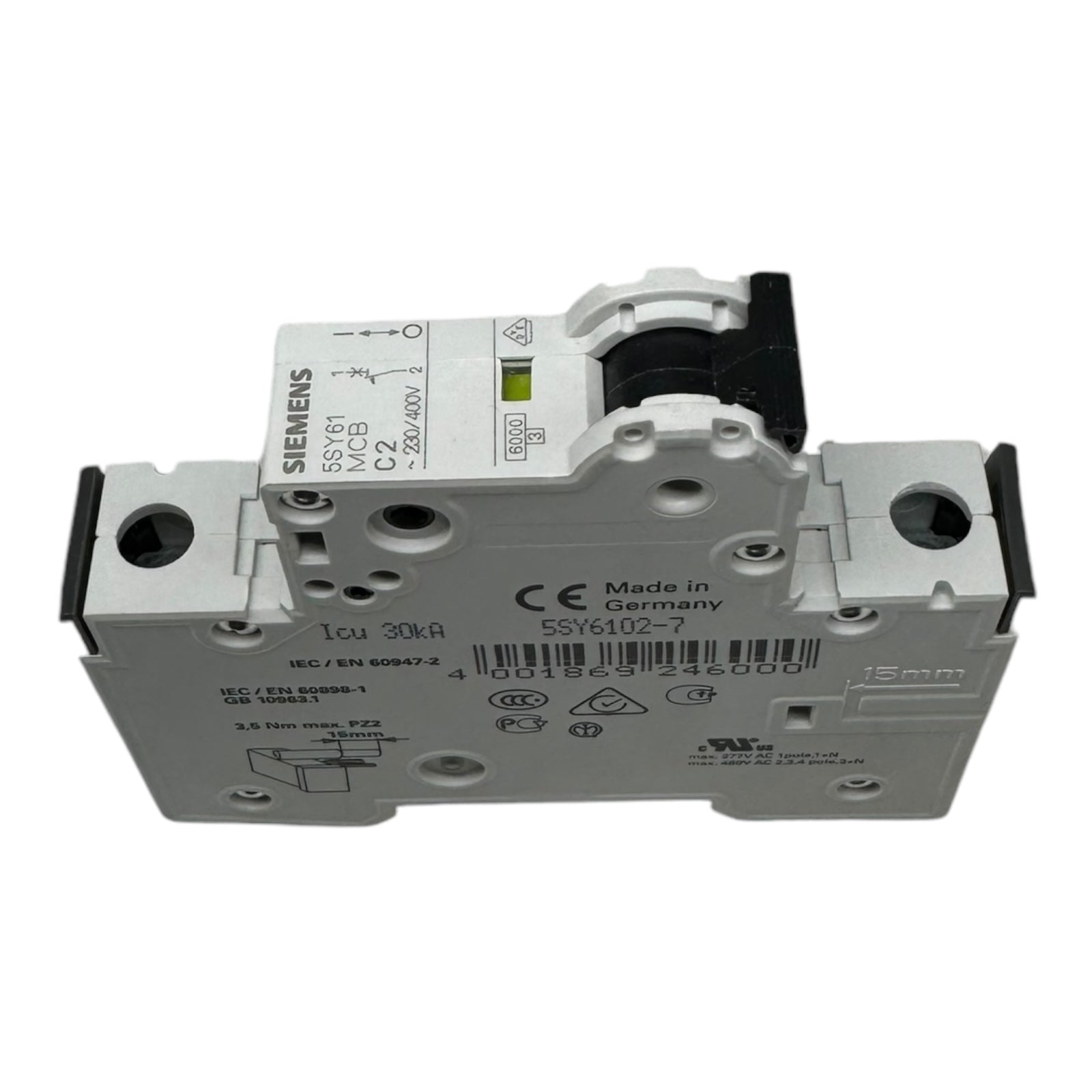 2x Siemens 5SY6102-7 5SY61-MCB-C2 Leistungsschutzschalter 230/400V 30kA 1polig