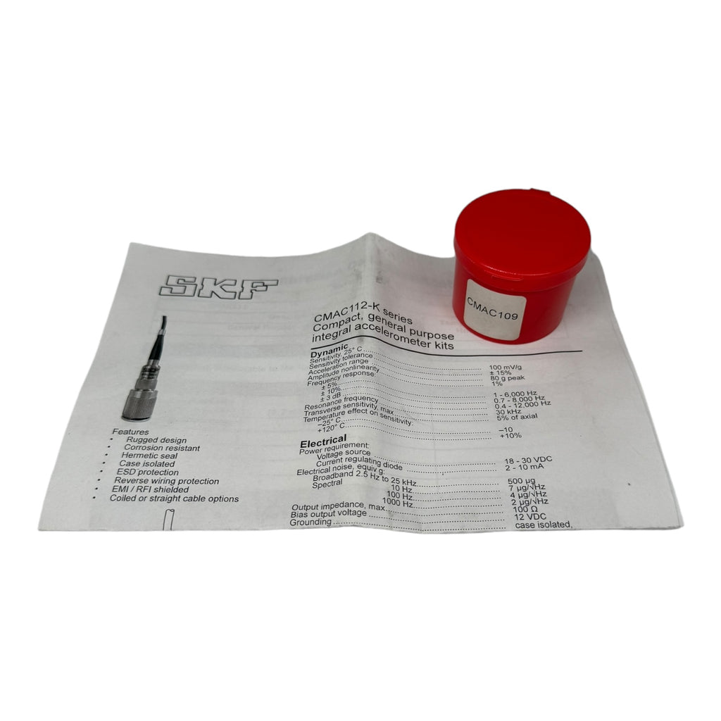 SKF CMAC112K CMAC112-K Beschleunigungssensor-Kit 100mV/g 30kHz 12VDC M8 6-Pin