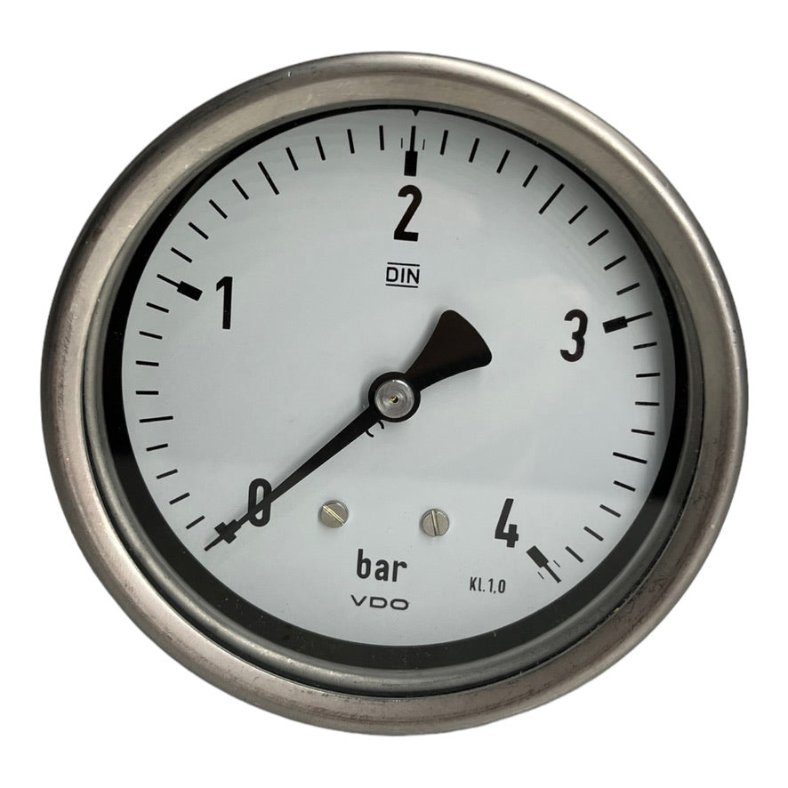 VDO Druckluft Manometer Edelstahl 0-4 bar Ø 100 mm Kl. 1.0  G 1/2 Waagerecht