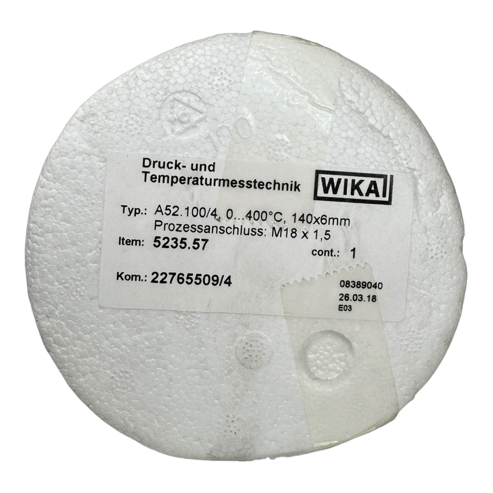 Wika A52.100/4 Druck- und Temperaturmesstechnik Manometer 0...400°C 140x6mm