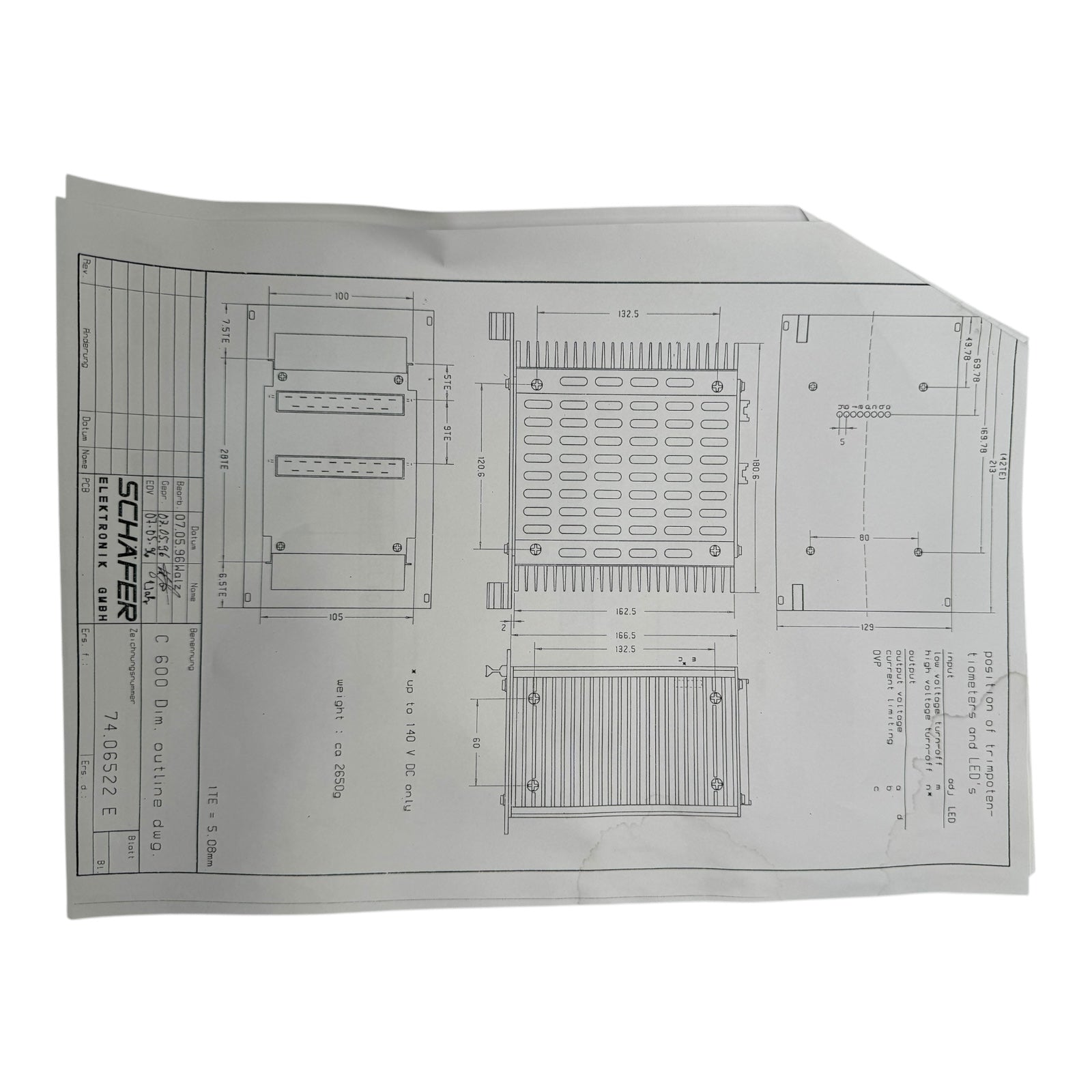XP Power 0506-241168 6200672 S620 DC/DC-Wandler Umwandler 18-36VDC 19A 5VDC 50A