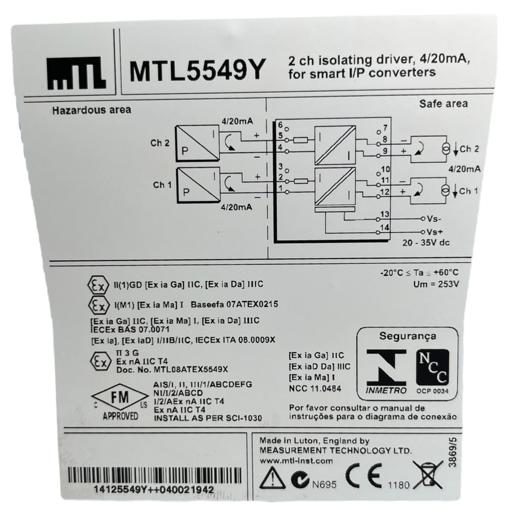 MTL5549Y Signalwandler isolating driver for smart I/P Converters 4-20mA