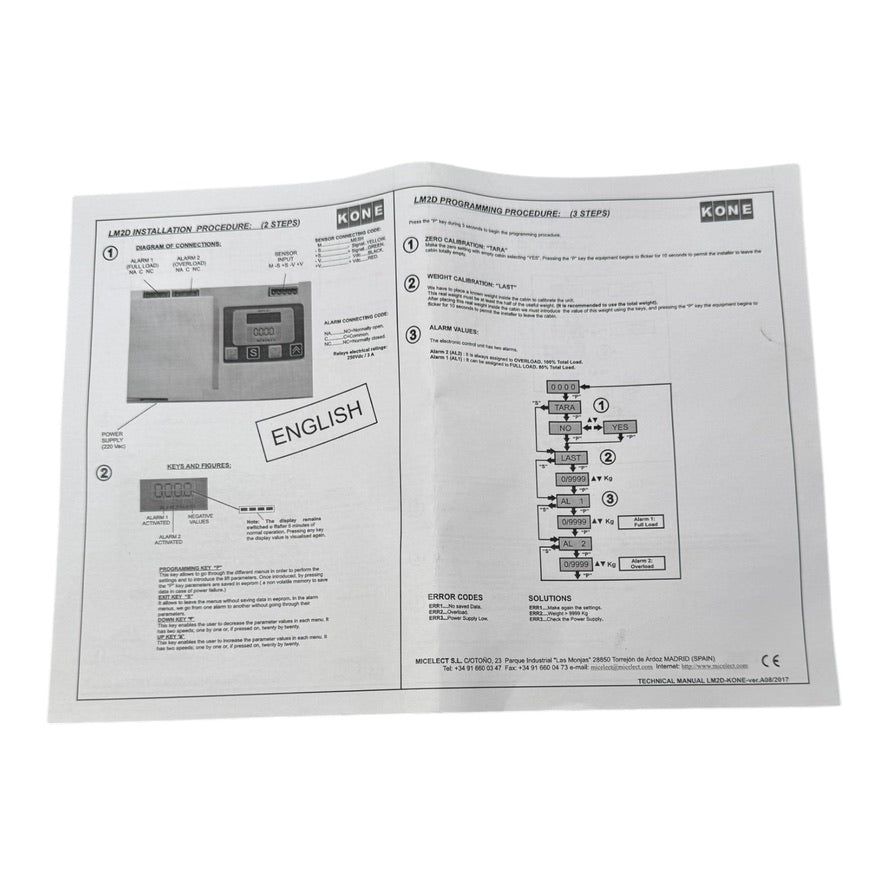 Micelect Kone LM2D P-LM2D-001 Load Weighing Devices 250Vdc 3A