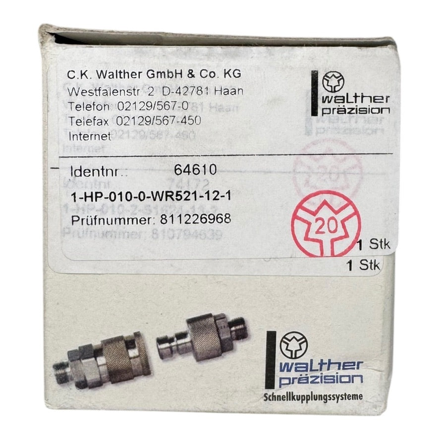 WALTHER-Präzision 1-HP-010-0-WR521-12-1 64610 Schnellkupplung couplings DN10 FKM