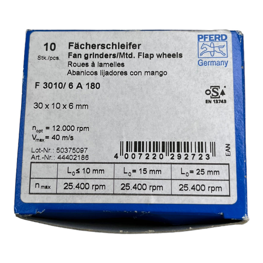 10x Pferd F3010/6A180 44402186 Fächerschleifer Schleifer 30x10x6mm