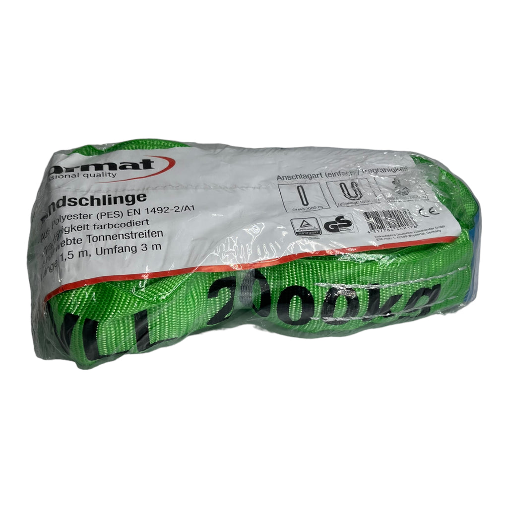 Format HRS020 02005 Rundschlinge Hebeschlinge Hebegurt Krangurt Grün 2000Kg 1,5M