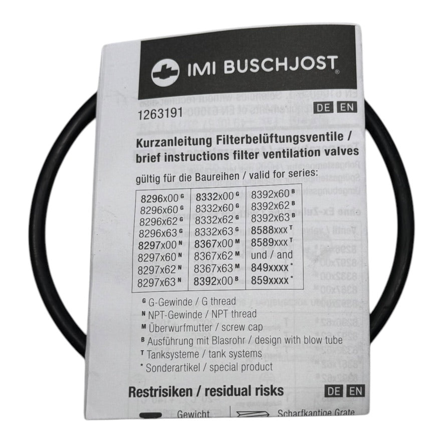 IMI Buschjost 8392600.8170 8392660 4218 Belüftungsventil Druckluft 0,4-8bar 12W