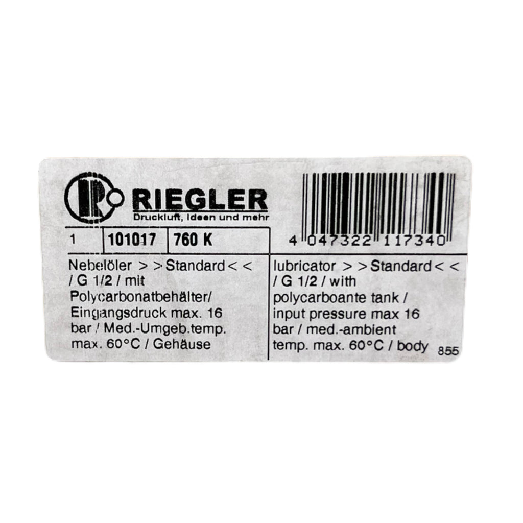 Riegler 101017 760K Nebelöler Standard G 1/2 Polycarbonatbehälter max 16bar