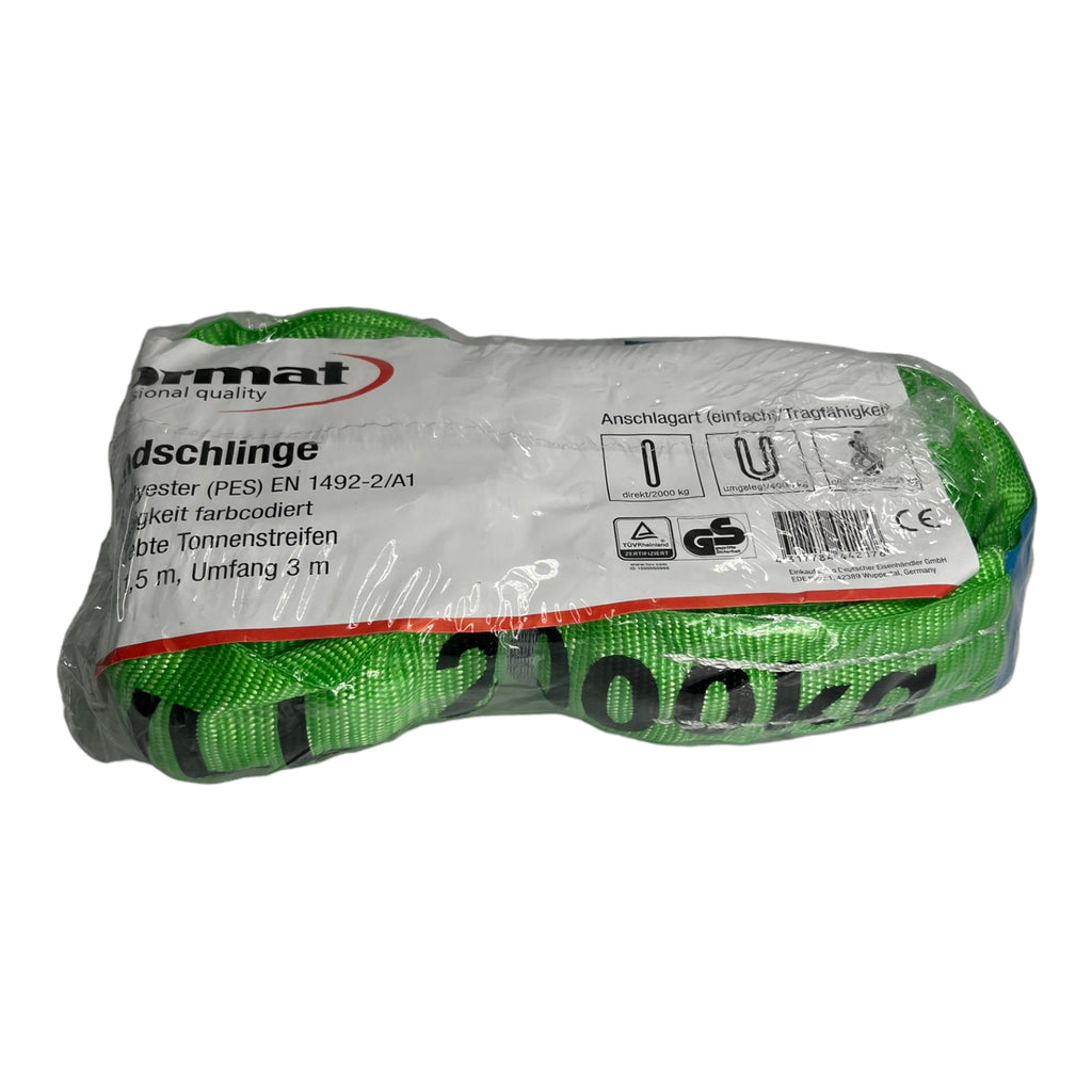 Format HRS020 02005 Rundschlinge Hebeschlinge Hebegurt Krangurt Grün 2000Kg 1,5M