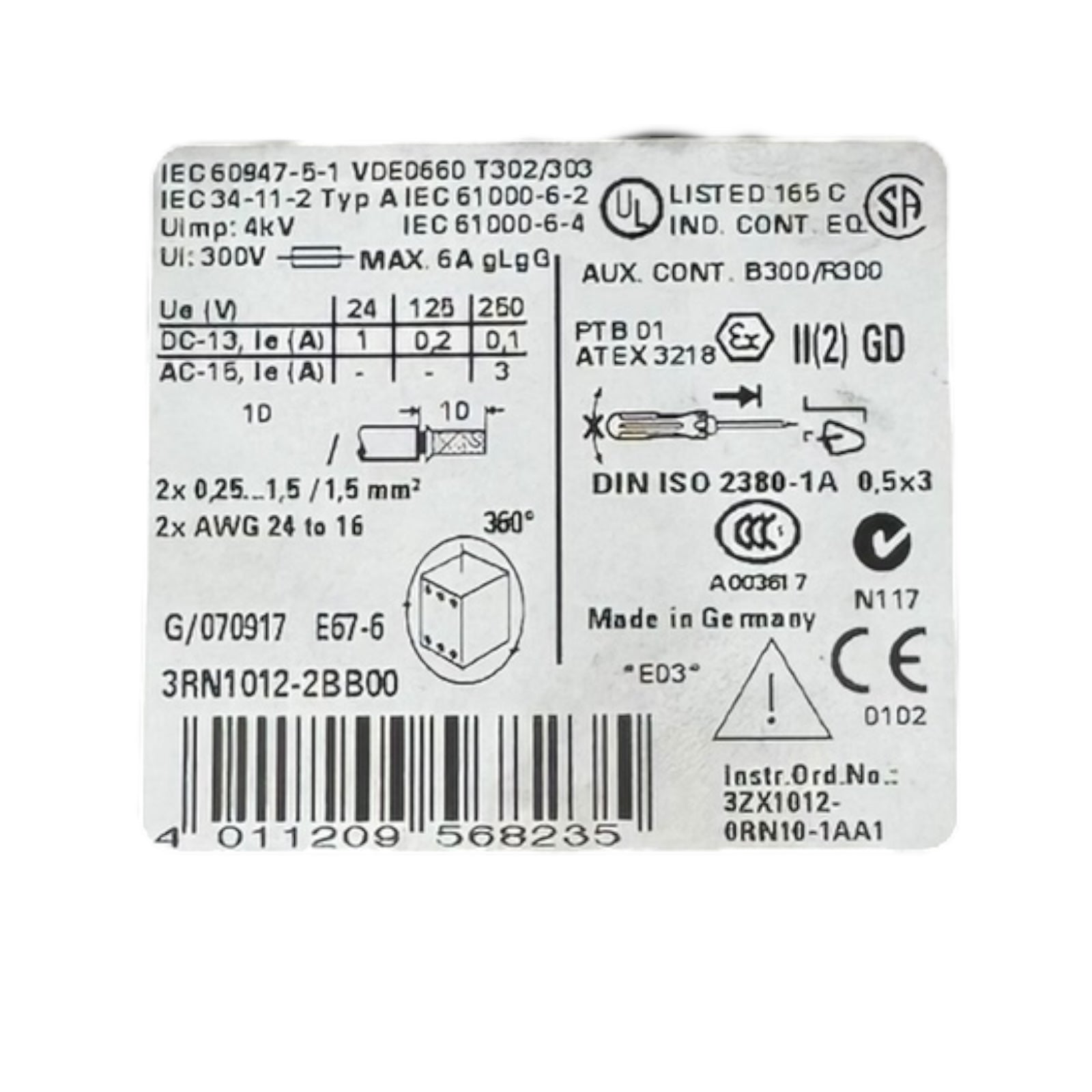 Siemens 3RN1012-2BB00 Thermistor-Motorschutz motor protection 2CO AC/DC 24V