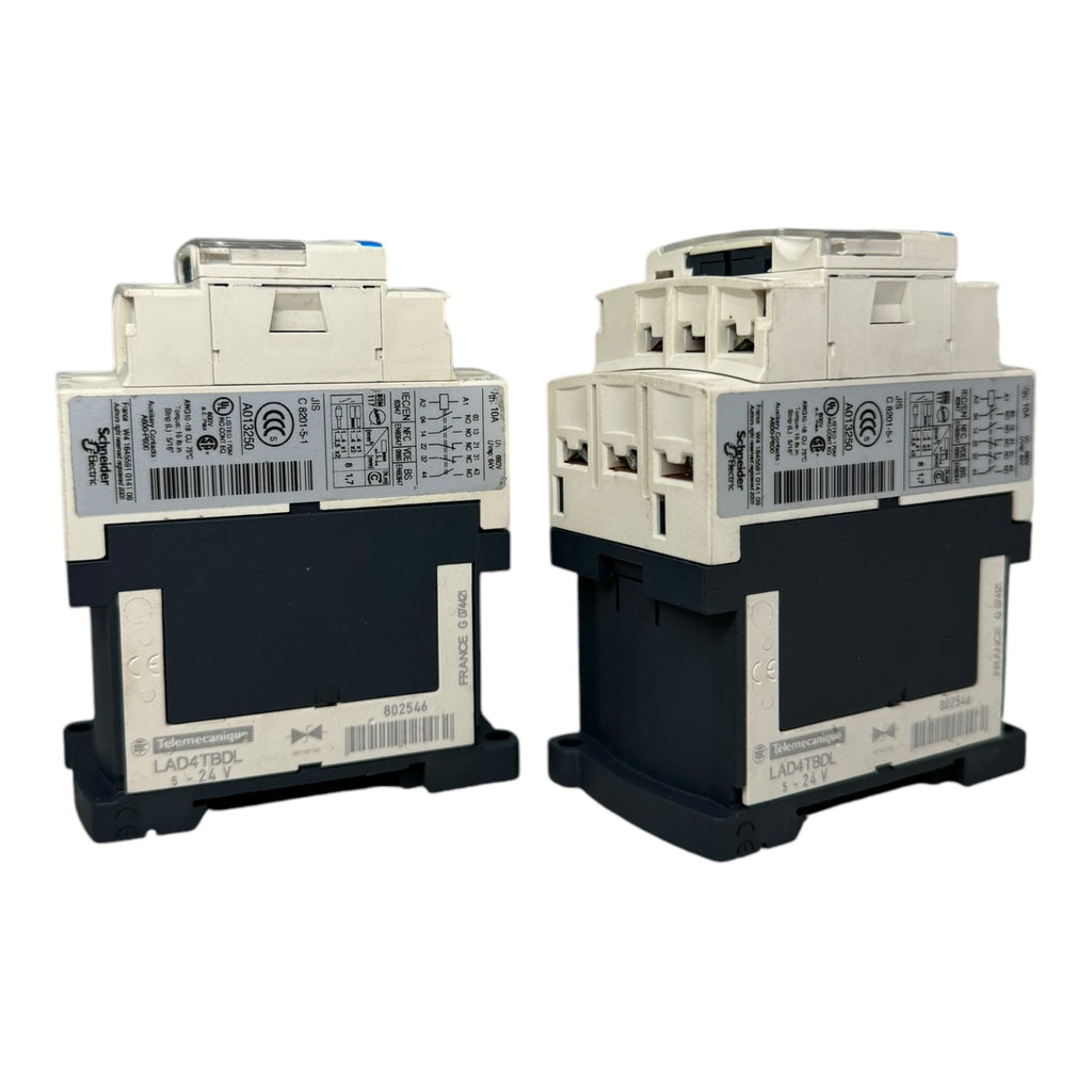 2x Telemecanique CAD32BD LAD4TBDL TeSys CAD Leistungsschütz 690VDC 10A 3NO 2NC