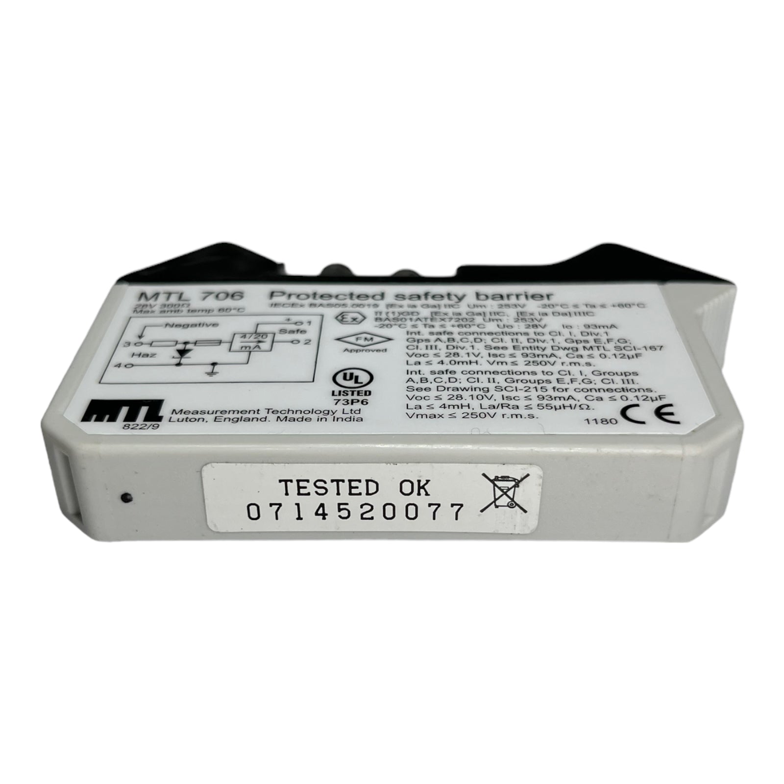 MTL706 Sicherungsschranke Protected SAFETY BARRIER 28V 300Ω 93mA -20°C...+60°C