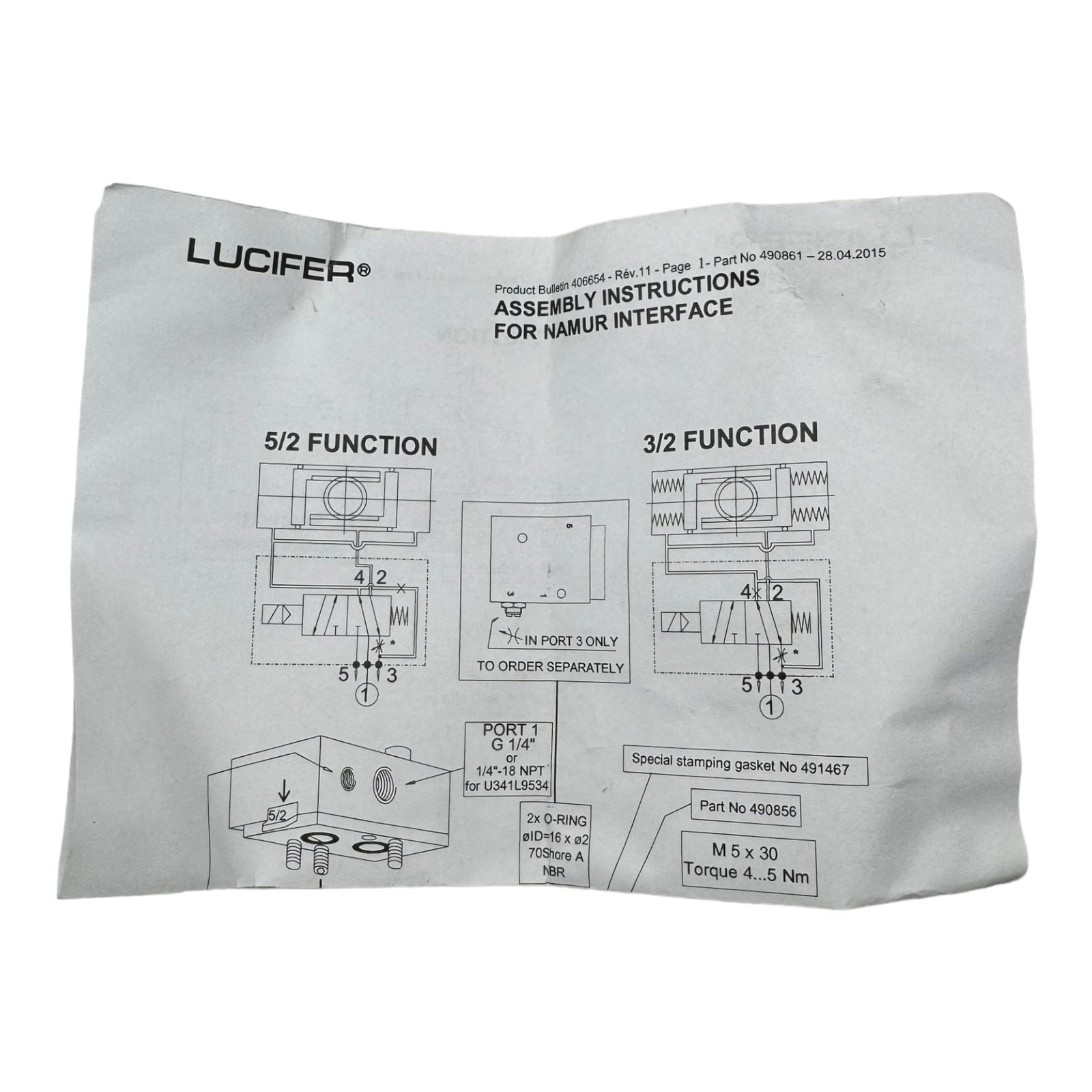 Parker Lucifer 481865C2D5BF 341L9534 481865C2 D5B F 5/2-Wege-Magnetventil mit Spule 10bar