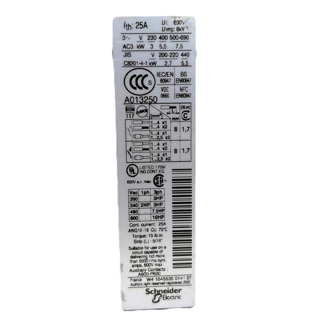 Schneider Electric LC1D12 Leistungsschütz 1S+1Ö 400V 5,5kW Spule 24V