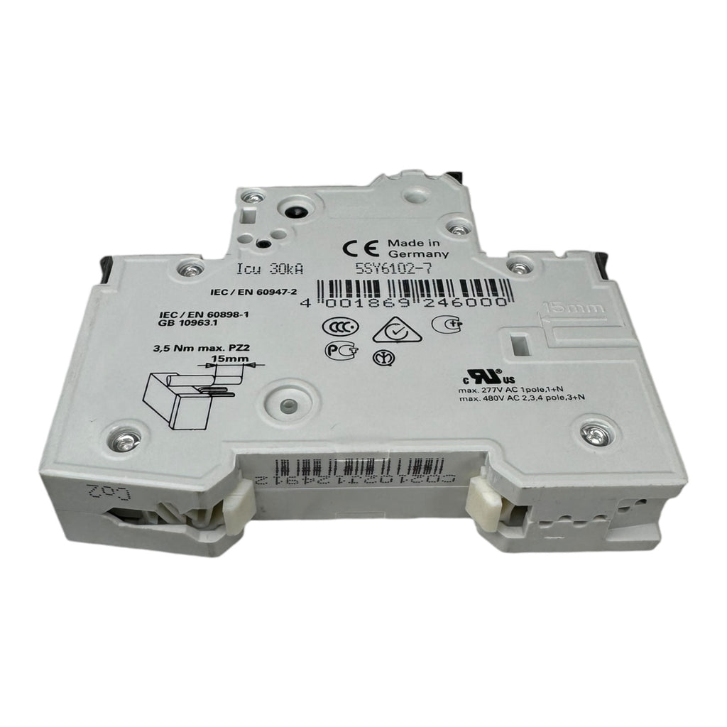 2x Siemens 5SY6102-7 5SY61-MCB-C2 Leistungsschutzschalter 230/400V 30kA 1polig