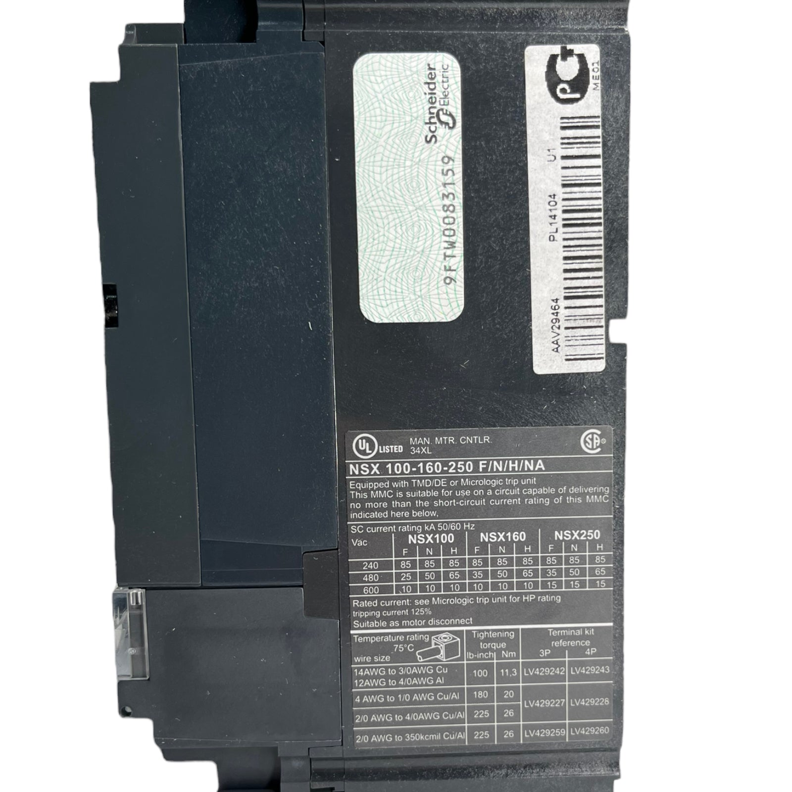 Schneider Electric NSX160NA  NSX100-160-250F/N/H/NA Leistungsschutzschalter 160A