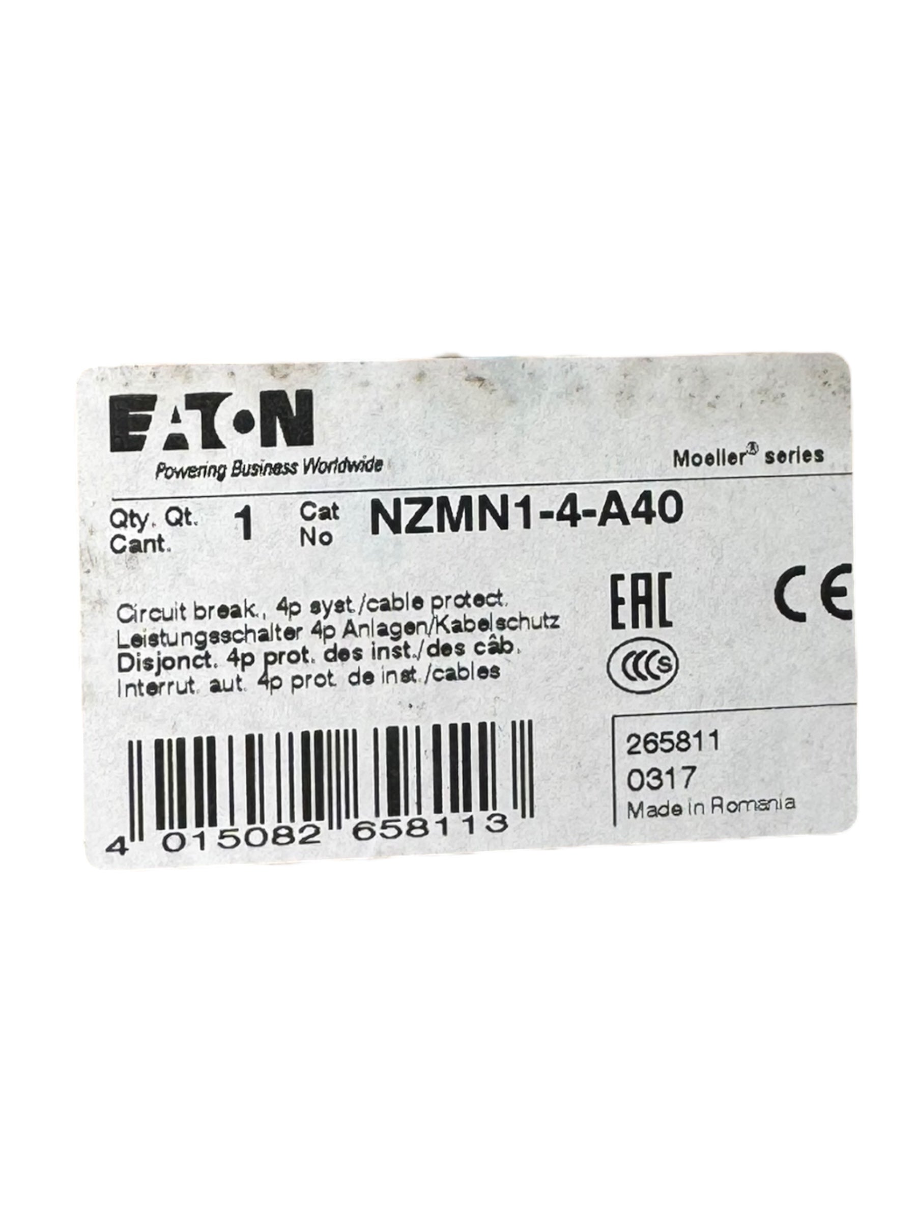 EATON NZMN1-4-A40 NZM1 Circuit breaker Leistungsschalter Schalter 4p 690V AC 40A