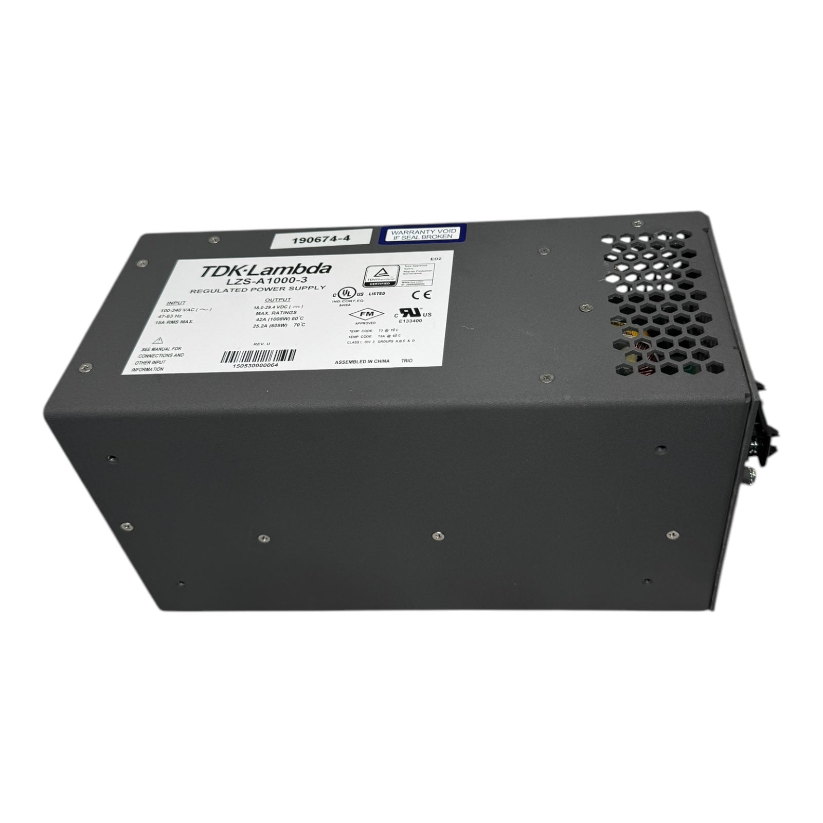 TDK LAMBDA LZS-A1000-3 Geregeltes Netzteil Schaltnetzteil 100-240VAC 47-63Hz 15A