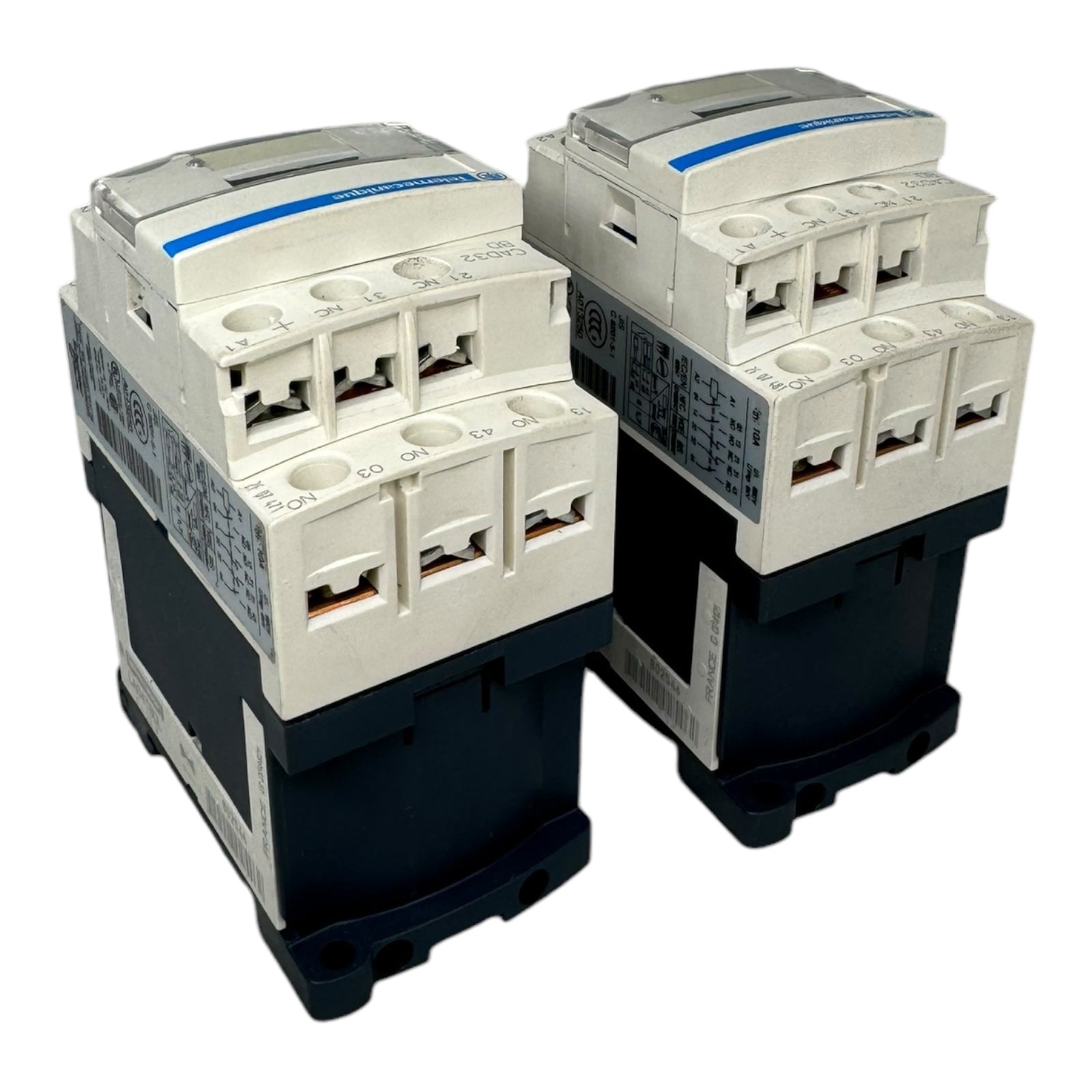 2x Telemecanique CAD32BD LAD4TBDL TeSys CAD Leistungsschütz 690VDC 10A 3NO 2NC