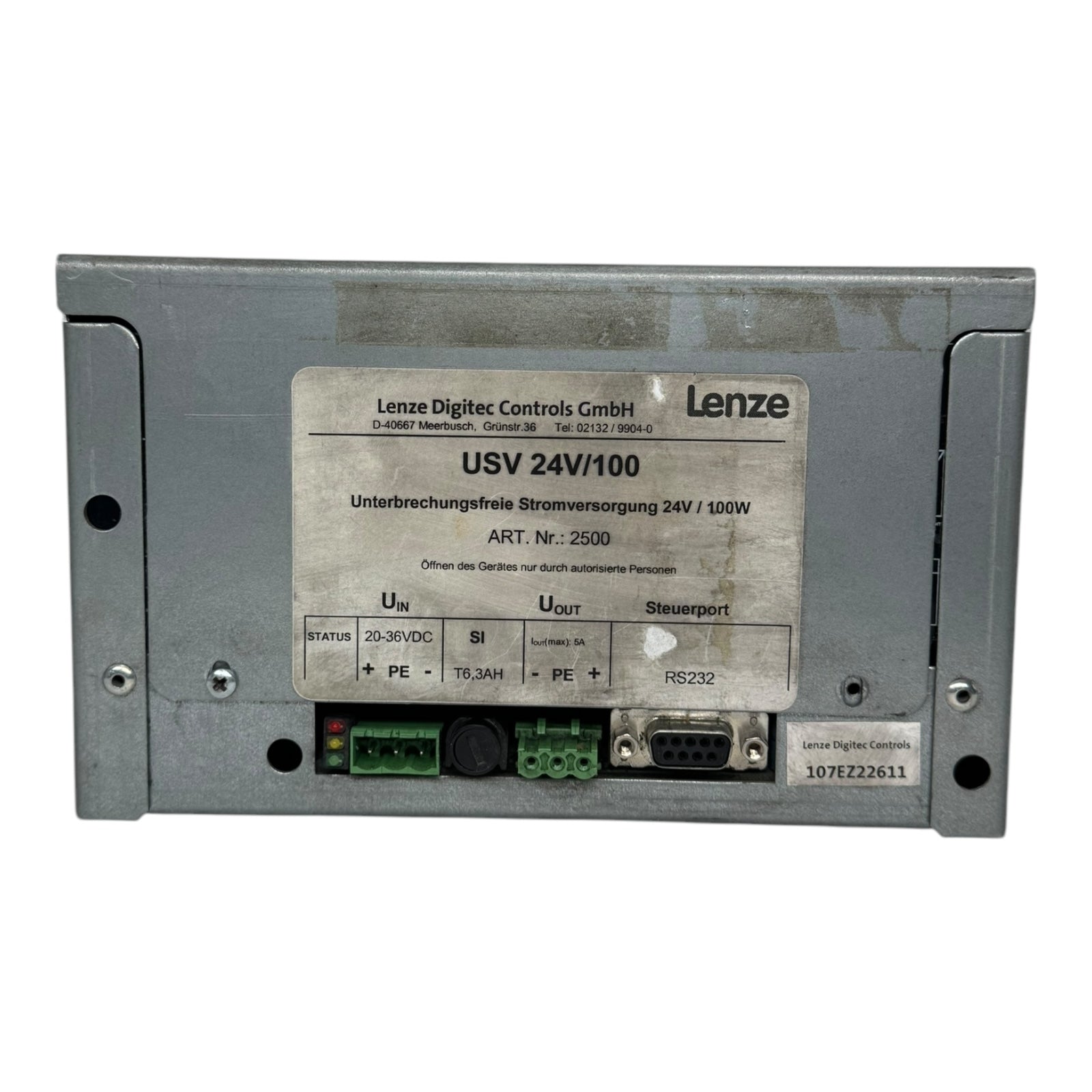 Lenze Digitec Controls 2500 RS232 Steuerung Control Module USV24V/100W T6,3AH