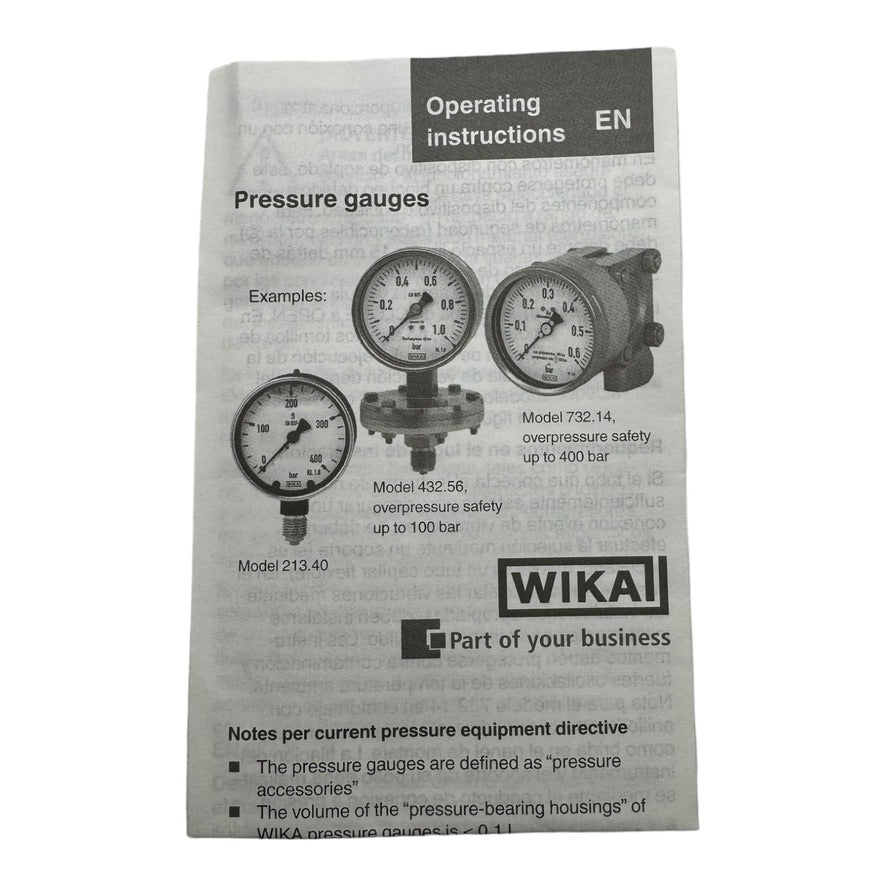 Wika 232.30.100 9010262 Manometer -1/+15bar AG1/2" unten