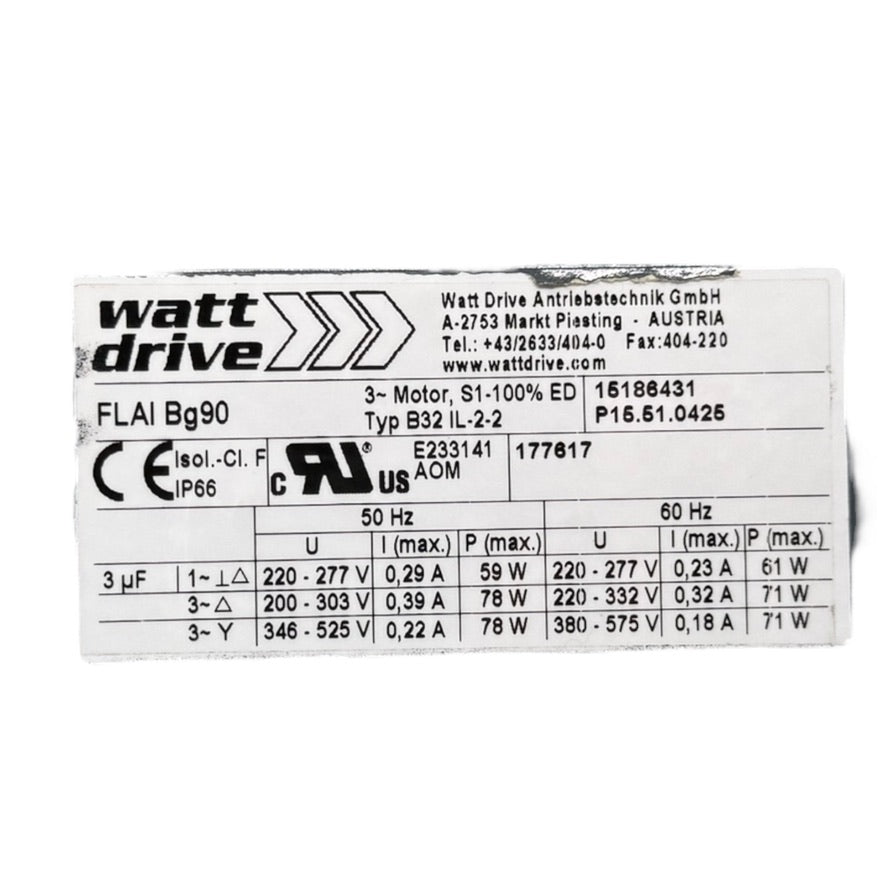 WEG Watt Drive W21 SUA507B Schneckengetriebe Drehstrommotor 1,1kW 1455RPM BG90 B32