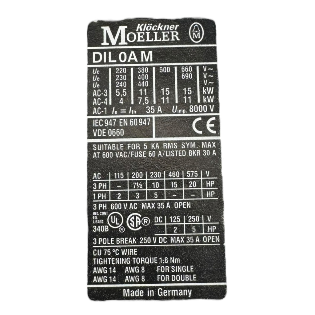 Klöckner Moeller DIL00BM Leistungsschütz Contactor 7,5kW 400V Spule 230V