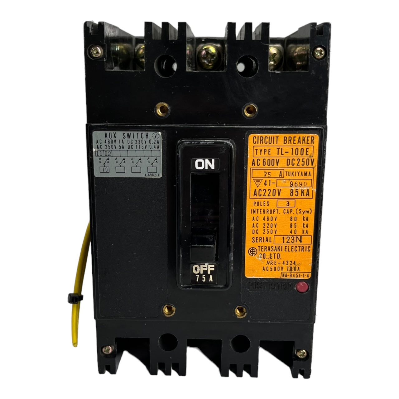 Terasaki Electric TL-100E Leistungsschalter 75A 3P Hilfskontakt AUX