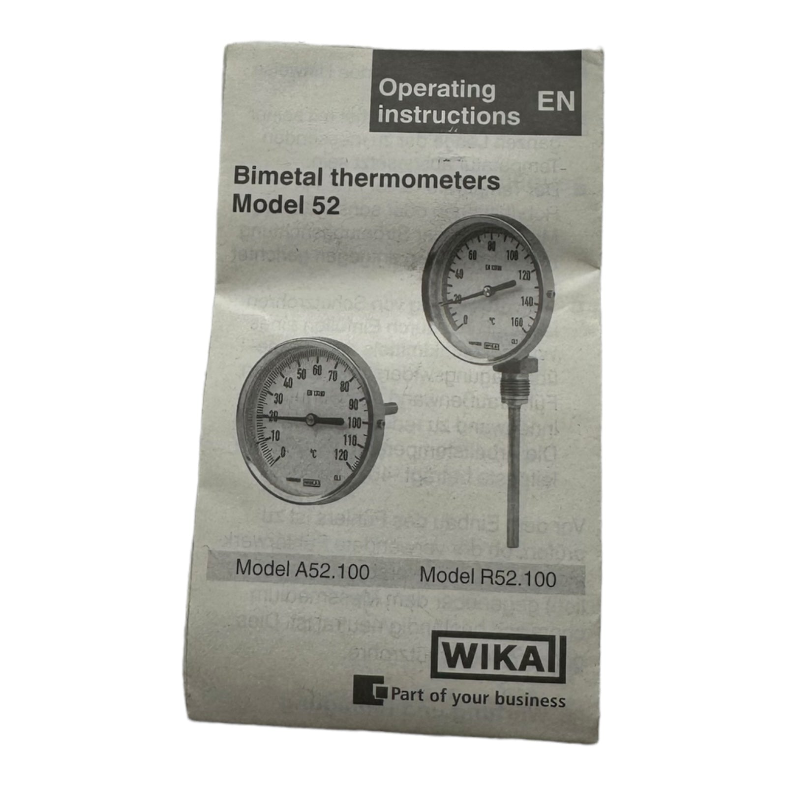 Wika A52.100/4 Druck- und Temperaturmesstechnik Manometer 0...400°C 140x6mm