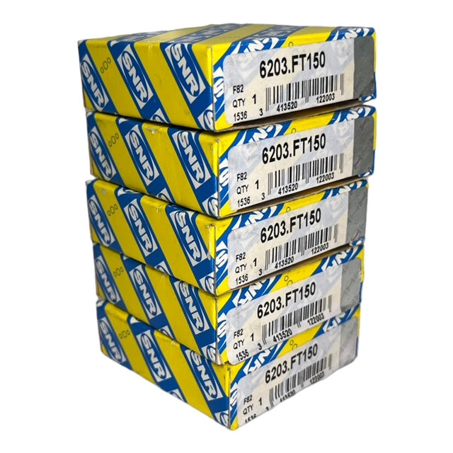 5x SNR 6203.FT150 Rillenkugellager 17x40x12mm, einreihig mit Stahlblechkäfig