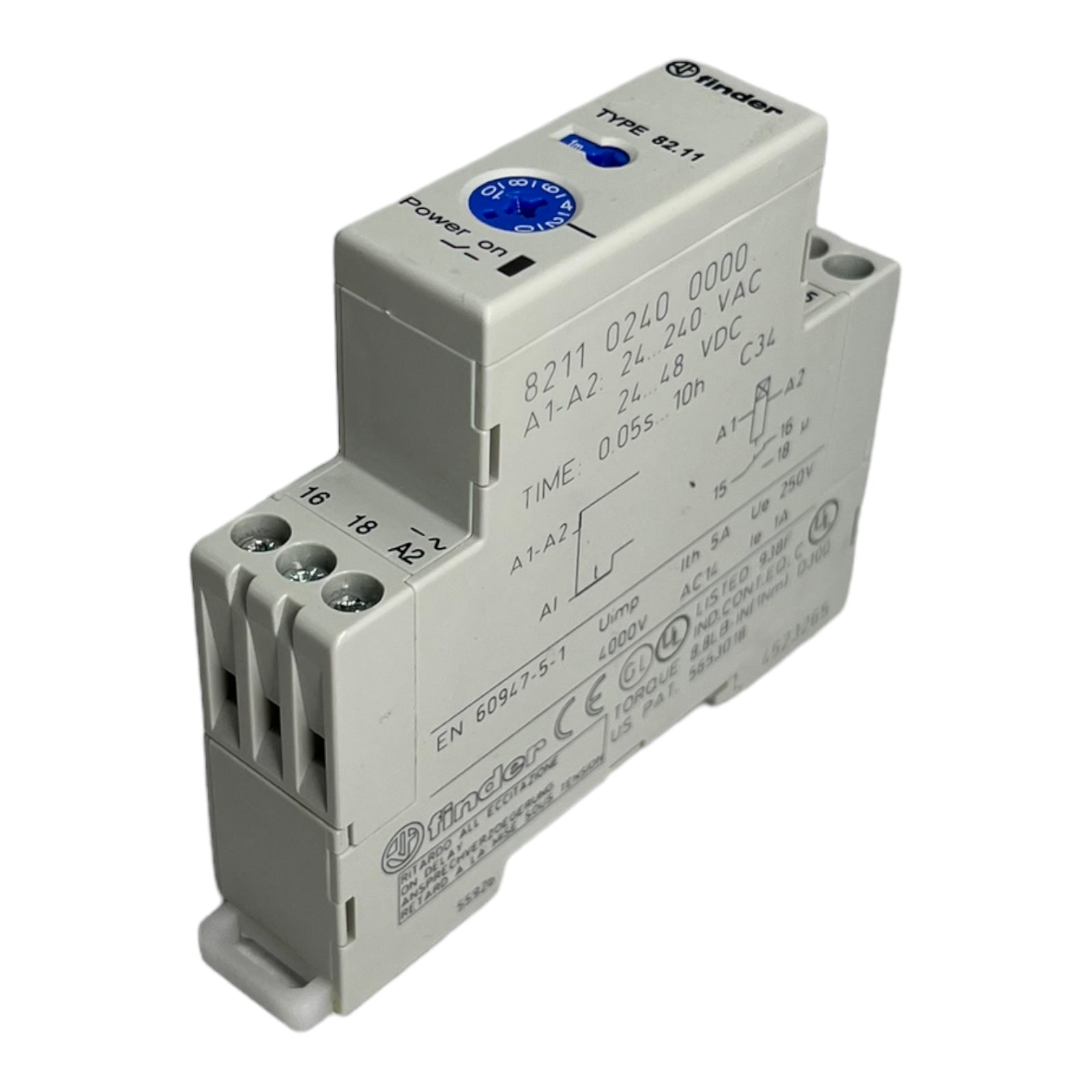 Finder 821102400000 Zeitrelais Monofunktion Ansprechverzögert 1W 0,05s-10h 5A