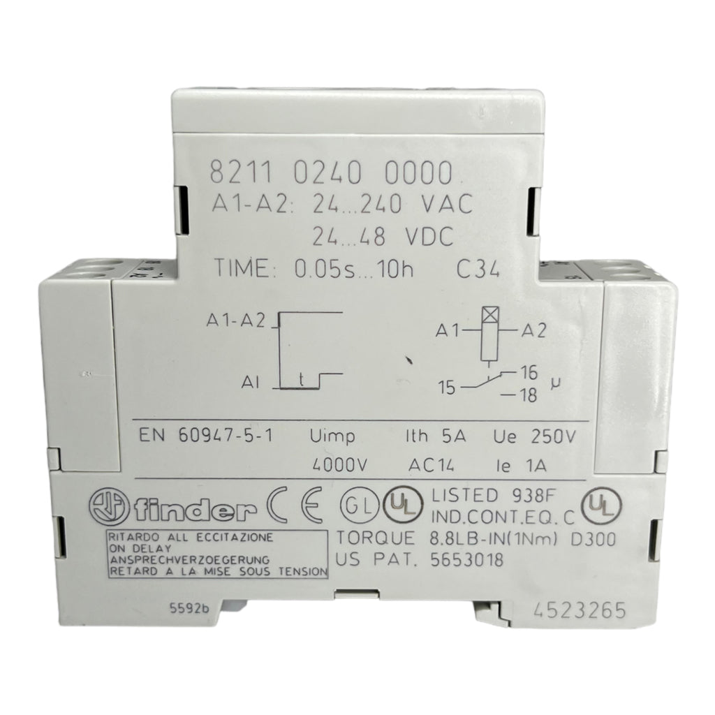 Finder 821102400000 Zeitrelais Monofunktion Ansprechverzögert 1W 0,05s-10h 5A