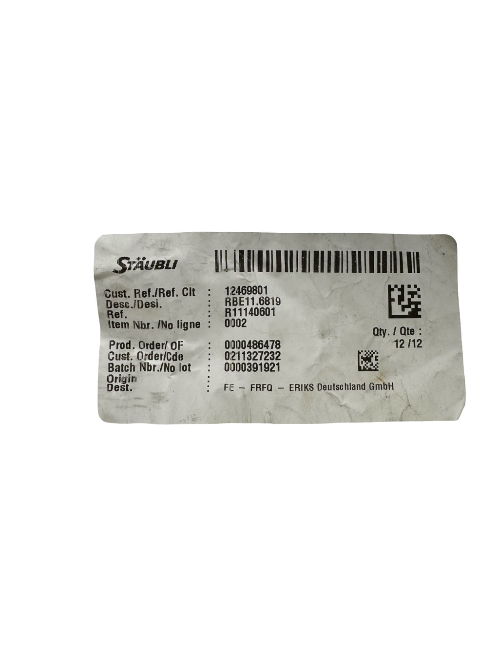 12x Stäubli RBE11.6819 Schnellkupplung Stecker Pneumatik Edelstahl R11140601