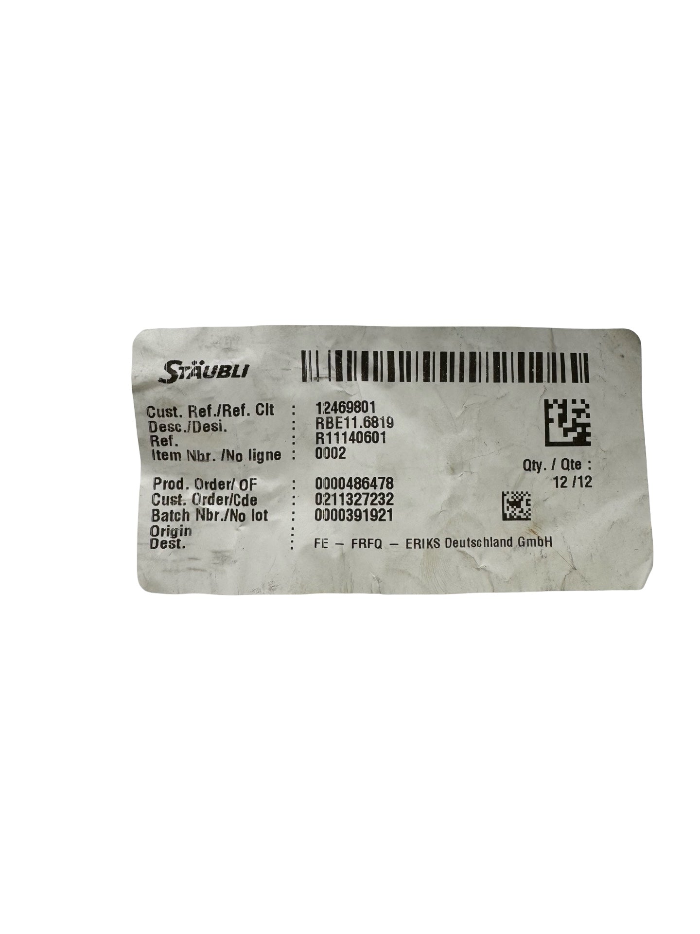 12x Stäubli RBE11.6819 Schnellkupplung Stecker Pneumatik Edelstahl R11140601