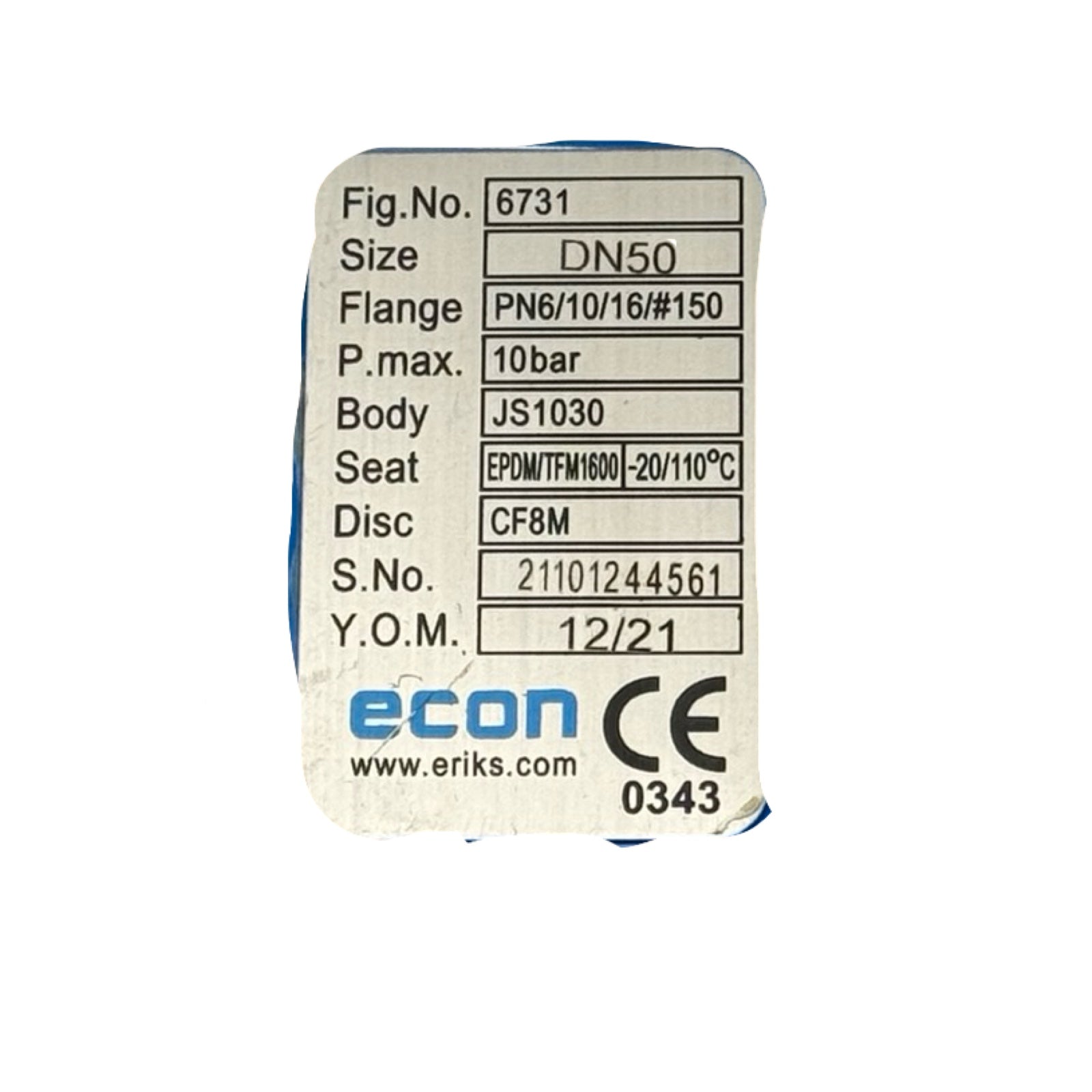 Absperrklappe DN50 PN16 Econ Fig.6731 EPDM Edelstahl CF8M Hebel