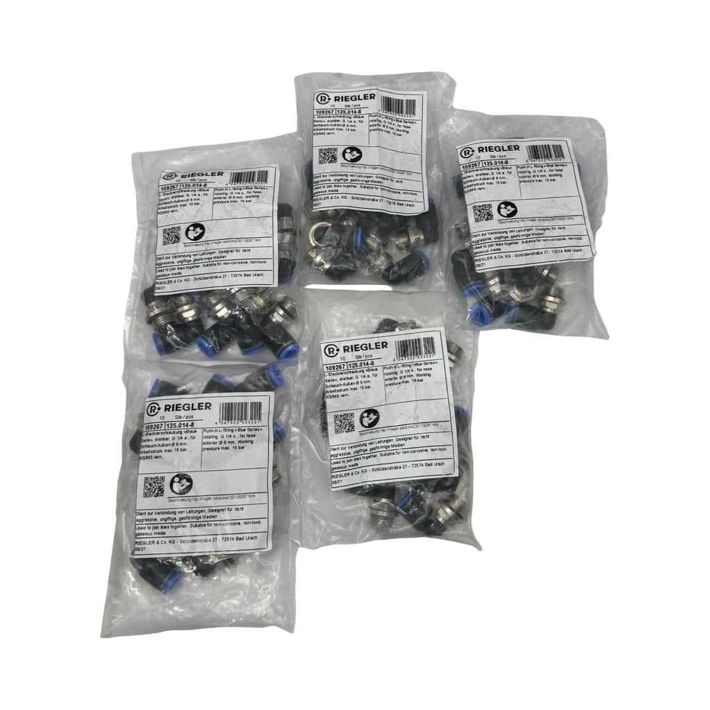 50x Riegler 109267 125.014-8 L-Steckverschraubung G1/4 Ø8mm Pneumatik